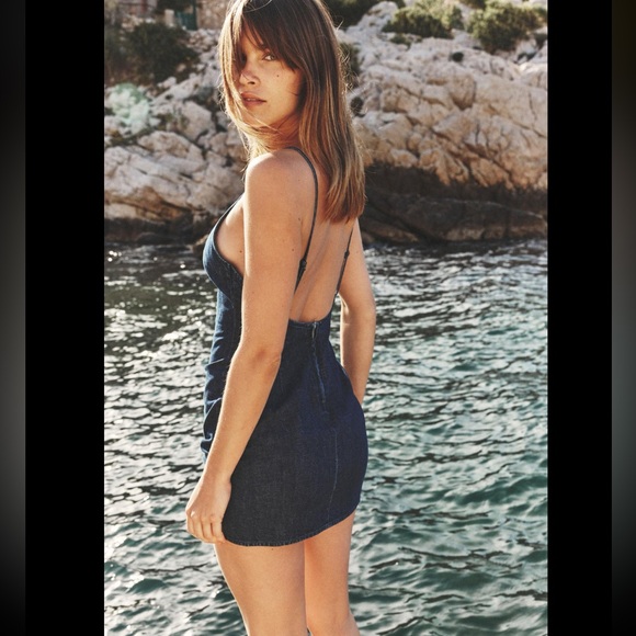 DRAPED TRE DENIM DRESS - Picture 3 of 9